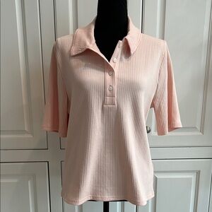 NWT! J Crew Light Pink Ribbed Polo Tee
